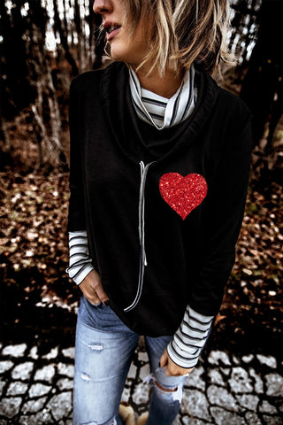 Cowl Neck Top with Red Heart