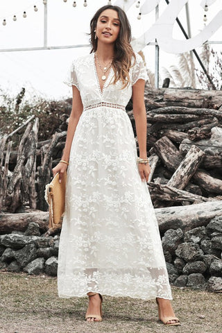 Little Flowers White Lace Dress