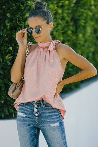 Leopard Print Halter Top - Pink