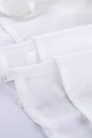 Swiss Dot Lantern Sleeve Top - White