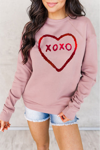 XOXO Heart Sweatshirt - Pink