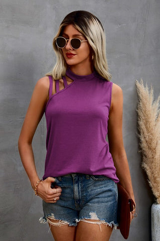 Halter Top with Cut Out Detail  - Purple