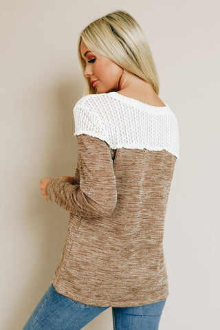 Crochet Detail Top - Brown