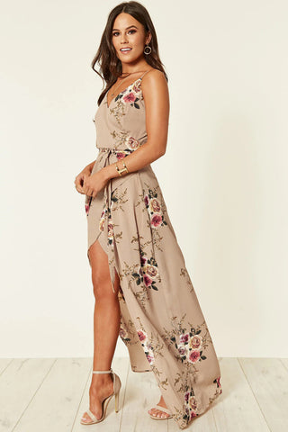Front Slit Maxi Dress - Taupe