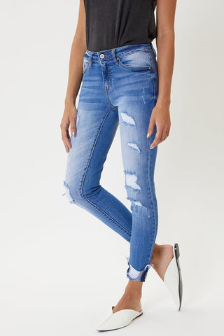 Kan Can Distressed Ankle Skinny Jeans
