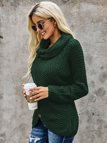 Wrap Turtleneck Sweater - Hunter Green