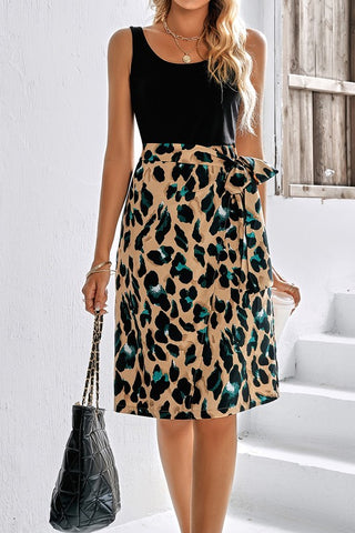 Tank Style Leopard Dress - Green