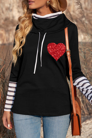 Cowl Neck Top with Red Heart