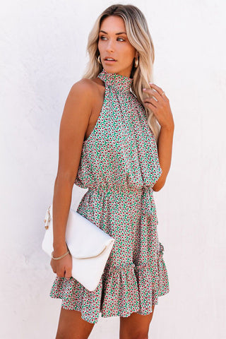 Mint and Pink Ruffle Hem Dress