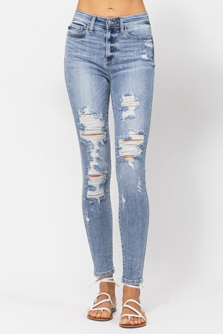 Judy Blue Splash Destroyed Skinny Jeans -