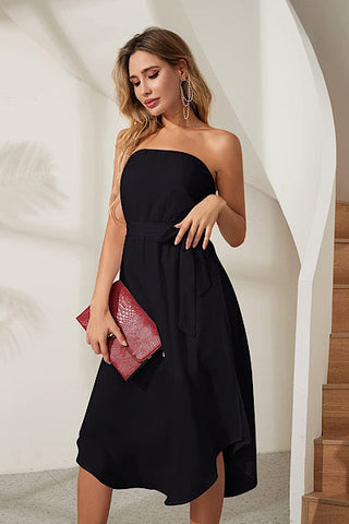 Chiffon Strapless Maxi Dress - Black