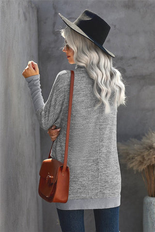 Dolman Sleeve Turtleneck Top - Gray
