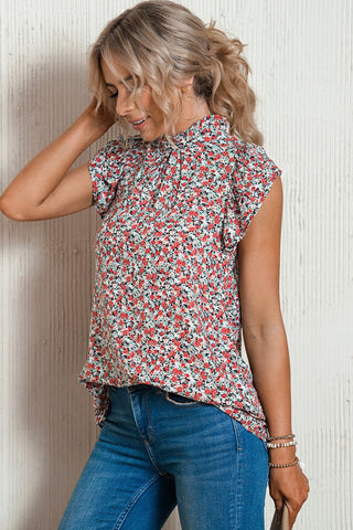 Ditsy Floral Print Ruffle Top