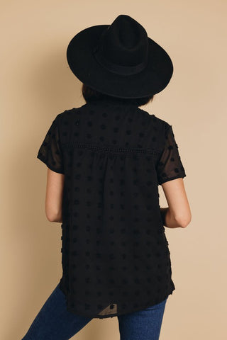 Short Sleeve Boho Top - Black