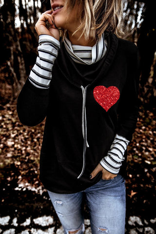 Cowl Neck Top with Red Heart