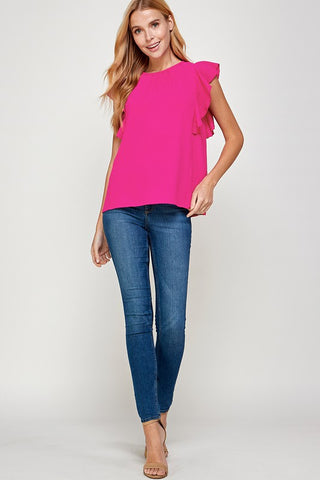 Spring Frills Sleeveless Top - Fuchsia