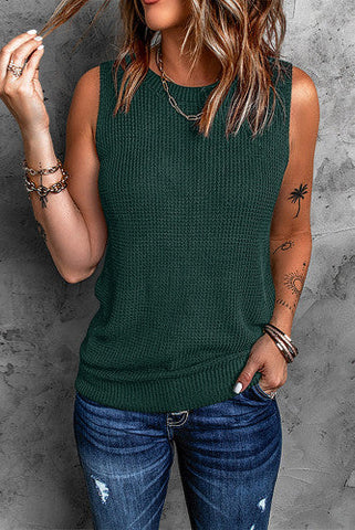 Reversible Criss Cross Sweater Knit Tank - Green