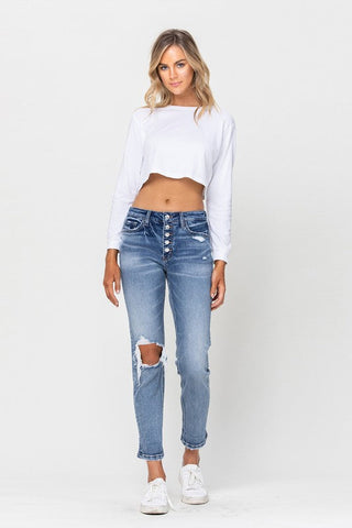 Flying Monkey Stretch Distressed Boyfriend Jeans