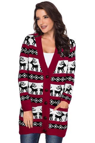 Reindeer Cardigan - Red