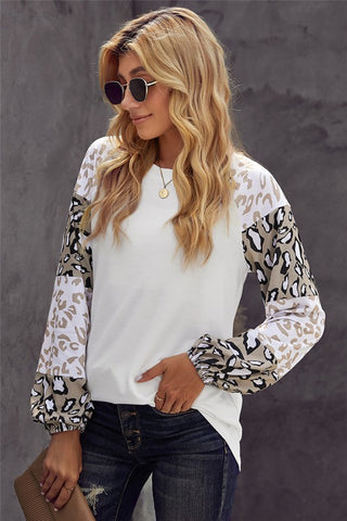 Bubble Sleeve Leopard Top