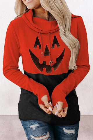 Jack ‘O Lantern Cowl Neck Top - Orange