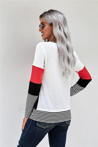Color Block Striped Top - Tomato