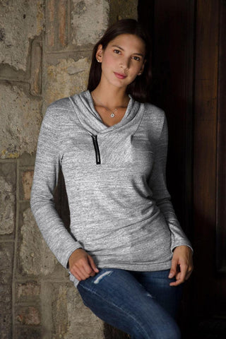 Zipper Tunic Top - Light Gray