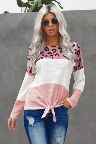 Thermal Leopard Print Top - Pink