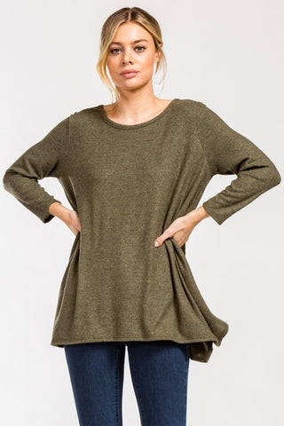 Cozy Poncho Style Top - Olive