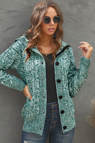 Faux Fur Lined Zip Up Sweater - Green