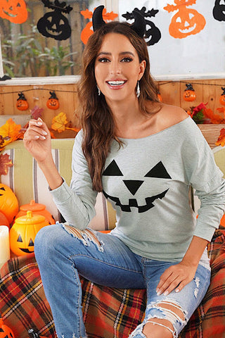 Jack ‘O Lantern Off Shoulder Top - Gray