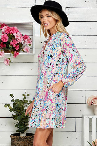 Floral Watercolors Shift Dress - Blush
