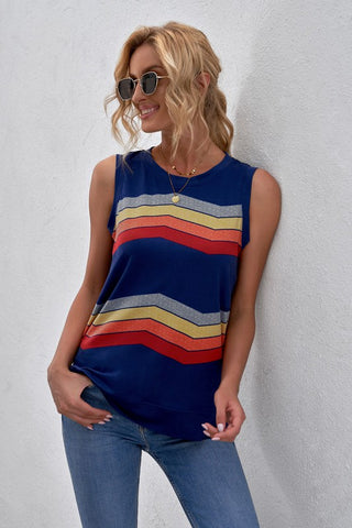 Rainbow Sleeveless Top - Navy