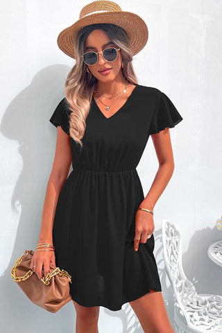 Simple Solid Dress - Black