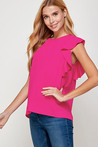 Spring Frills Sleeveless Top - Fuchsia