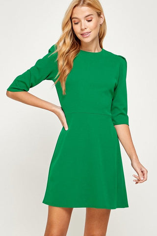 Half Sleeve Mini Dress - Green