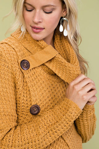 Crisp Fall Air Cowl Neck Sweater - Camel