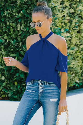 Cold Shoulder Top - Royal Blue