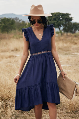 Crochet Detail Dress - Navy