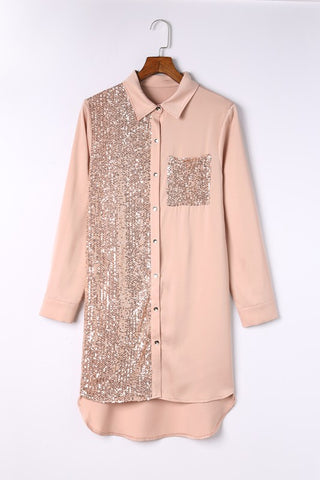 Sequined Shift Dress - Taupe