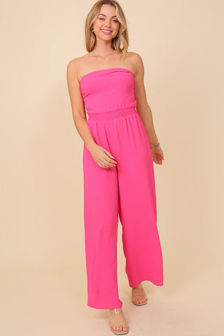 Vacay Vibes Strapless Jumpsuit - Pink