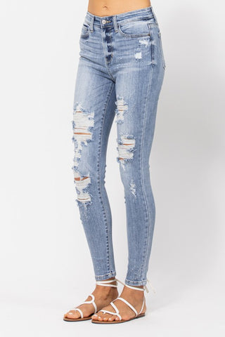 Judy Blue Splash Destroyed Skinny Jeans -