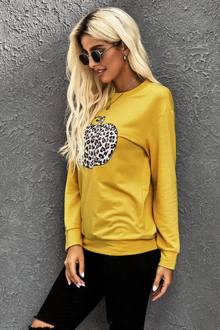 Leopard Print Pumpkin Top - Mustard