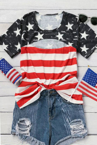 Cut Out American Flag Top