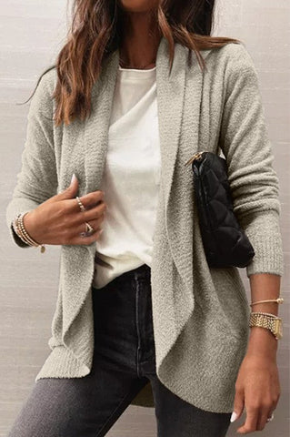 Soft Shawl Style Cardigan - Gray