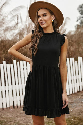 Sleeveless Chiffon Dress - Black