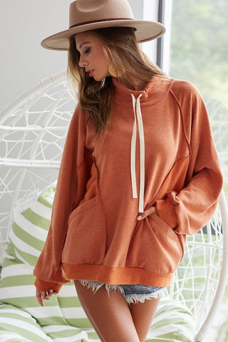 Weekend Lounging Cowl Neck Top - Rust