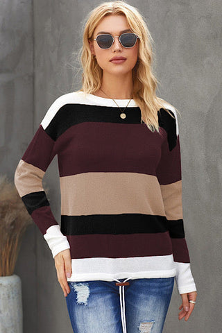 Drawstring Sweater - Burgundy