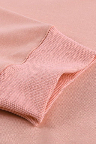 Fall Staple Tunic Sweatshirt with Ribbing - Pink