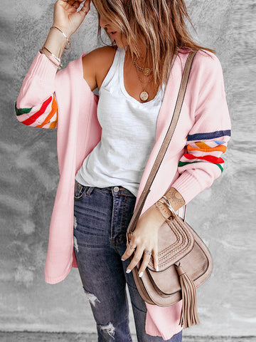 Long Balloon Rainbow Sleeve Cardigan - Pink